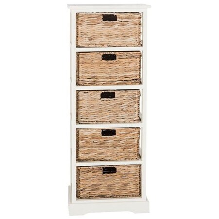 Safavieh Vedette 5 Basket Storage Chest- Distressed White - 46.1 x 13.4 x 17.3 in. AMH5739B